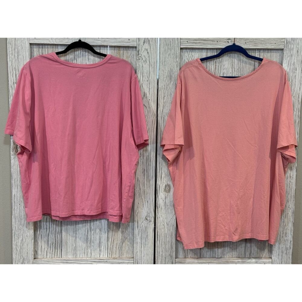 LIZ & ME FOR CATHERINES Women Short Sleeve Blouse Top Size 4XL Pink Coral Lot 2 - Picture 2 of 10